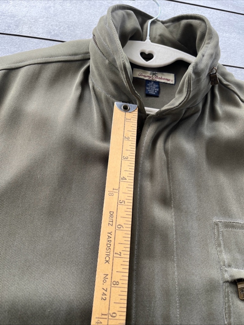 Tommy Bahama Silk Coat M Hidden Hood Full Zip Army Green - Picture 14 of 15